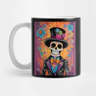 Dapper Sugar Skull Skeleton: Day of the Dead Elegance Mug